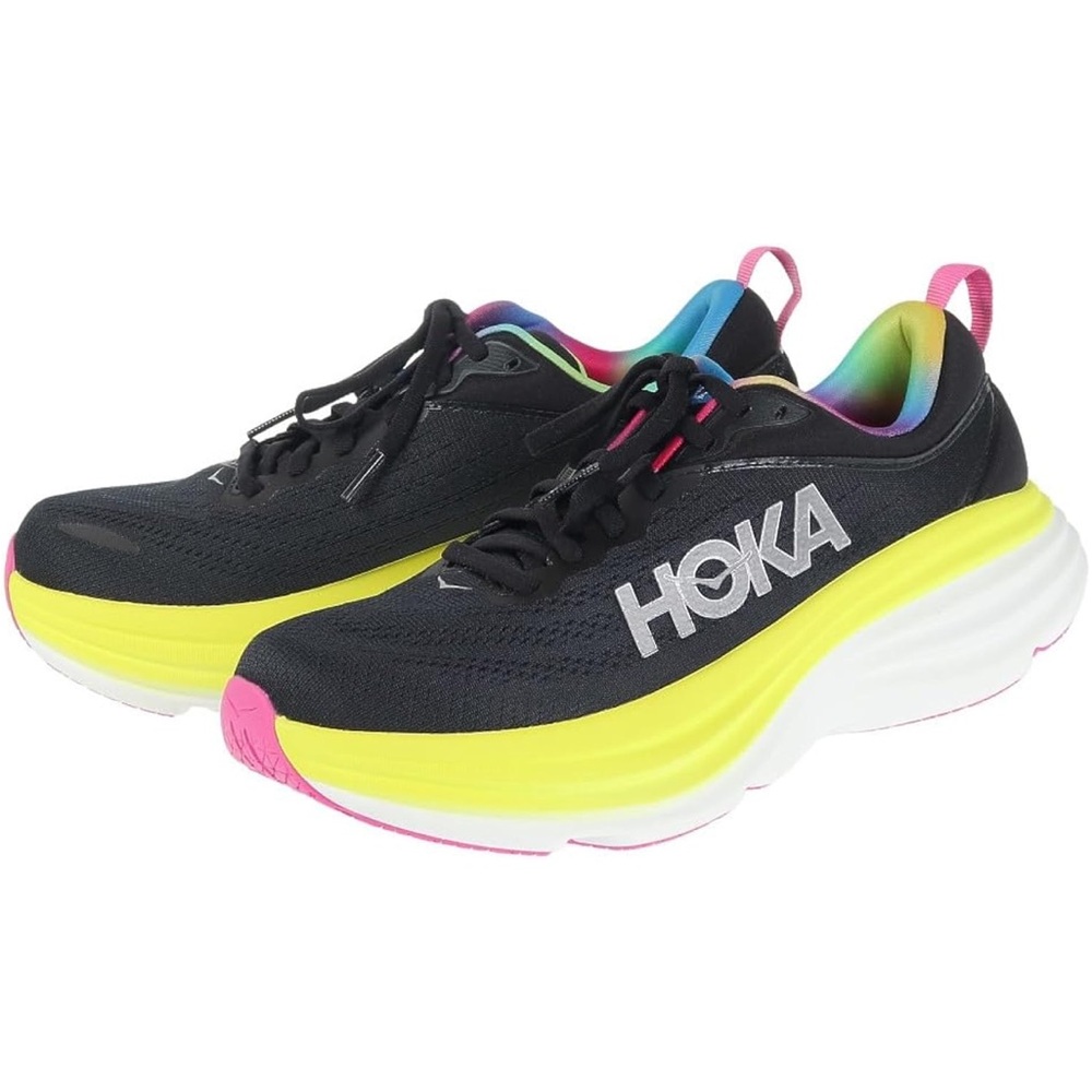 HOKA Bondi Mens Black and Yellow Running Shoes